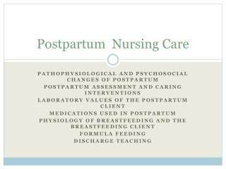 Postpartum  Nursing Care