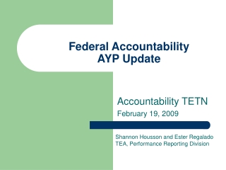 Federal Accountability AYP Update