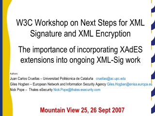 W3C Workshop on Next Steps for XML Signature and XML Encryption