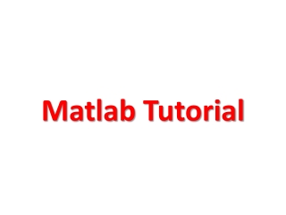 Matlab  Tutorial