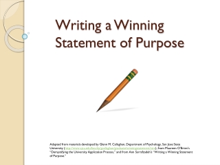 Writing a Winning  Statement of Purpose