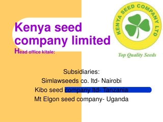 Kenya seed company limited H ead office kitale: