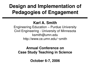 Design and Implementation of Pedagogies of Engagement