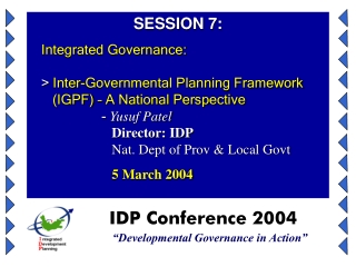 IDP Conference 2004 “Developmental Governance in Action”