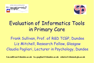 Evaluation of Informatics Tools in Primary Care