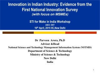 Innovation in Indian Industry: Evidence from the  First National Innovation Survey