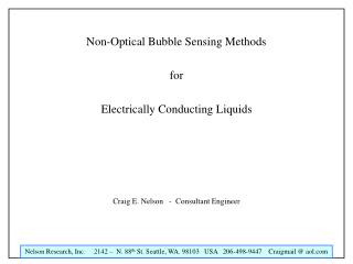 Non-Optical Bubble Sensing Methods for Electrically Conducting Liquids