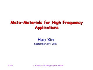 Meta-Materials for High Frequency Applications