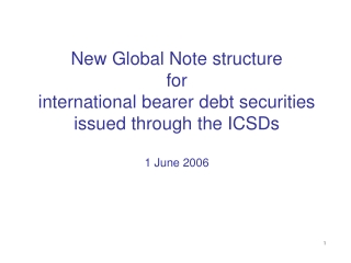 The international debt market New Global Note Legal framework Market impacts