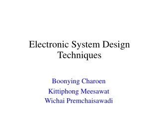 Electronic System Design Techniques
