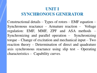 UNIT I    SYNCHRONOUS GENERATOR