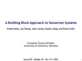 A Building Block Approach to Sensornet Systems