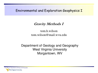 Environmental and Exploration Geophysics I