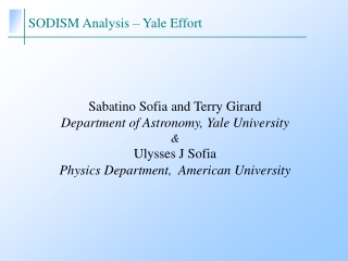 SODISM Analysis – Yale Effort