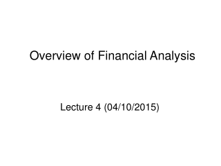 Overview of Financial Analysis