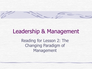 Leadership &amp; Management