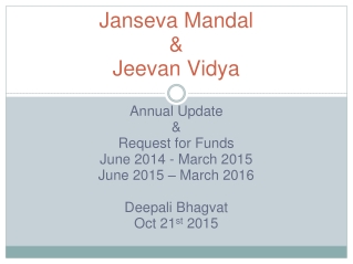 Janseva Mandal  &amp;  Jeevan Vidya