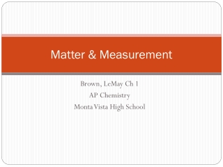 Matter &amp; Measurement