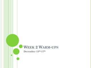 Week 2 Warm-ups