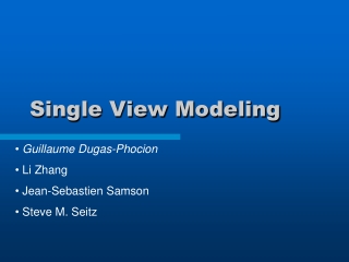 Single View Modeling