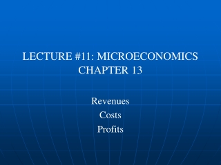 LECTURE #11: MICROECONOMICS CHAPTER 13