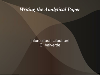 Writing the Analytical Paper