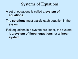 Systems of Equations