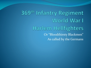 369 th  Infantry Regiment World War I Harlem Hellfighters