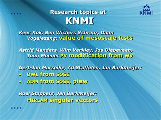 Research topics at KNMI