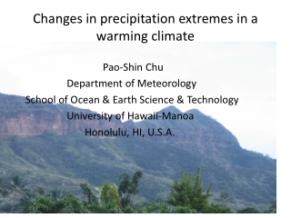 Changes in precipitation extremes in a warming climate