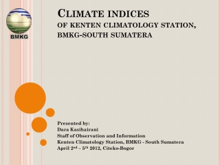 Climate indices  of  kenten  climatology station,  bmkg -south  sumatera