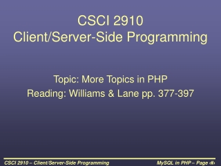 CSCI 2910  Client/Server-Side Programming