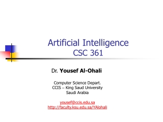 Artificial Intelligence  CSC 361