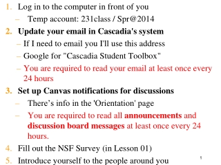 Log in to the computer in front of you Temp account: 231class /  Spr@2014