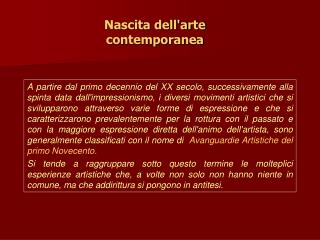 Nascita dell'arte contemporanea