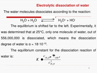 Electrolytic dissociation of water