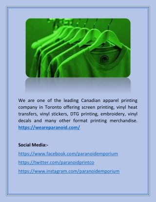 Custom Shirts Toronto - We Are Paranoid