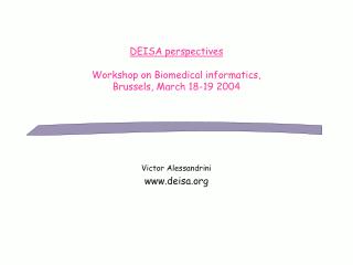 DEISA perspectives Workshop on Biomedical informatics, Brussels, March 18-19 2004