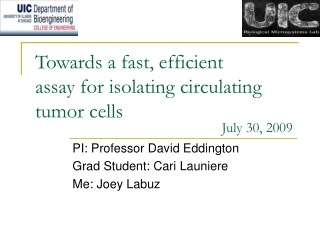 Towards a fast, efficient assay for isolating circulating tumor cells