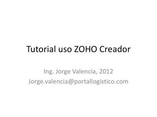 Tutorial uso ZOHO Creador