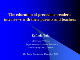 The education of precocious readers : interviews with their parents and teachers