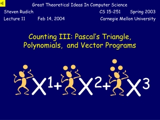 Counting III: Pascal’s Triangle, Polynomials,  and Vector Programs