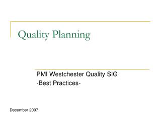 Quality Planning