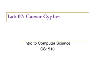 Lab 07: Caesar Cypher