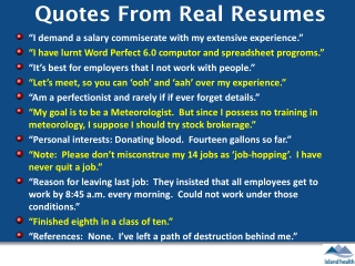 Quotes From Real Resumes