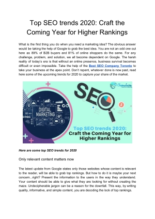 Top SEO trends 2020: Craft the Coming Year for Higher Rankings