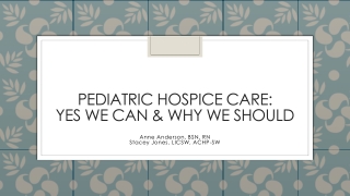 Pediatric Hospice Care: Yes We Can & Why We Should