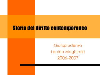 Storia del diritto contemporaneo