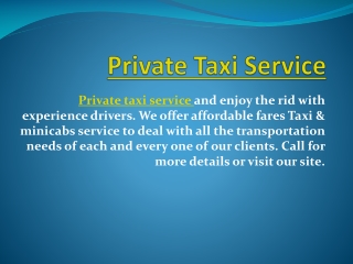 Hire Private Taxi Services