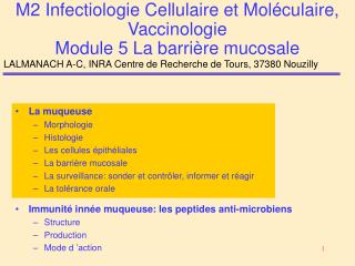 M2 Infectiologie Cellulaire et Moléculaire, Vaccinologie Module 5 La barrière mucosale